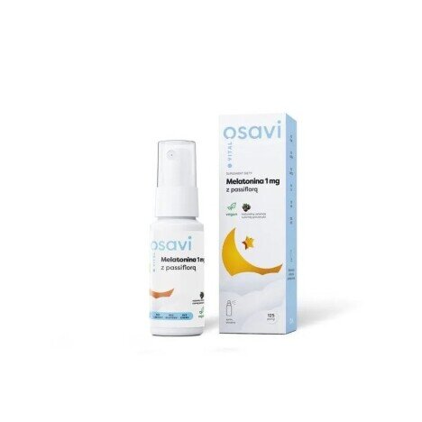 Osavi Melatonin with Passion Flower Oral Spray, 1mg (Blackcurrant) - 25 ml.